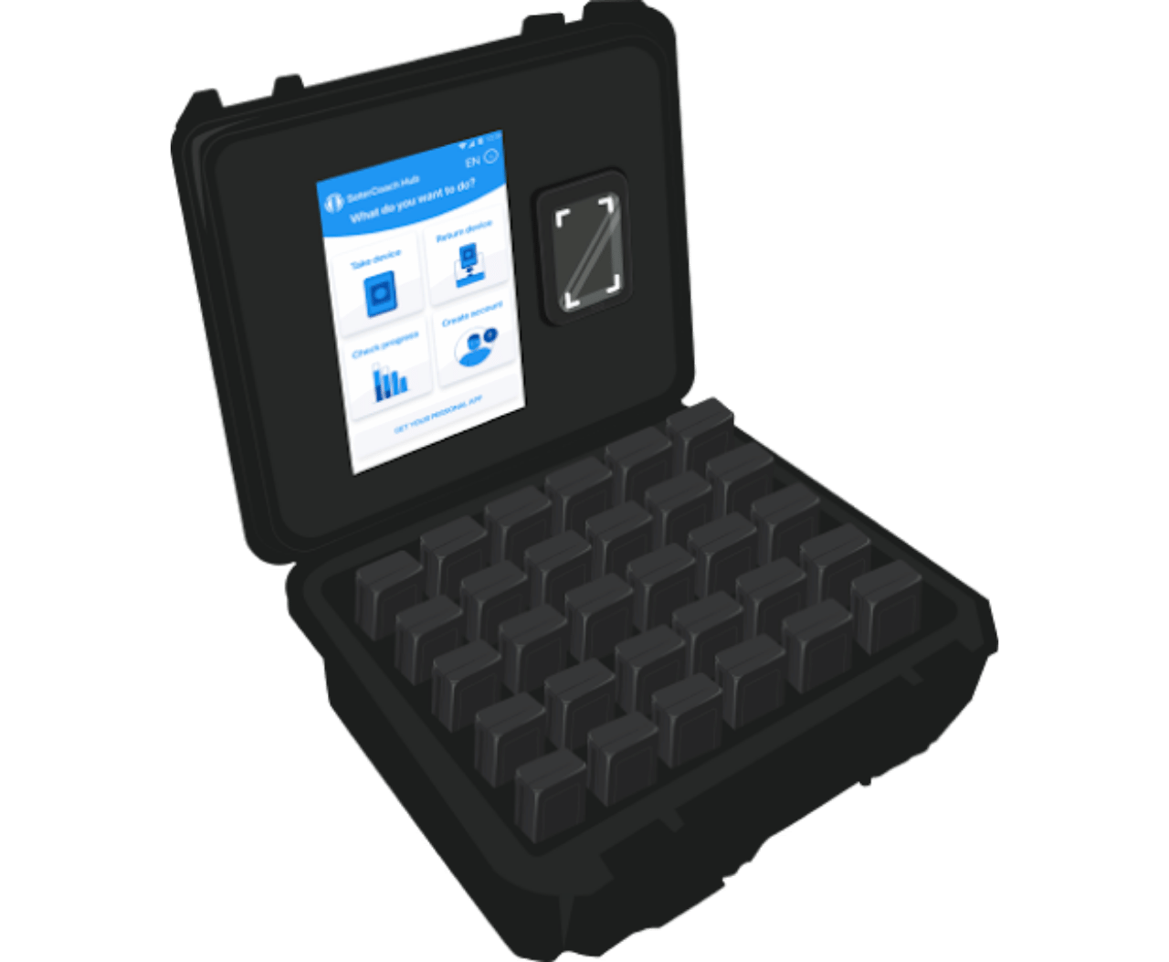 SoterCoach Charging Hub with device management interface and sensor storage